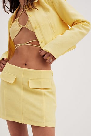 Yellow Front Pocket Mini Skirt