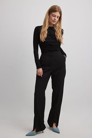 Front Slit High Waist Pants Outfit