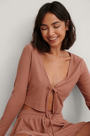 Dusty Pink Karbowany Top