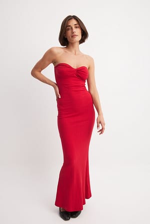 Red Maxi tube-jurk met gedraaide voorkant