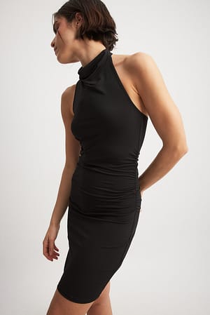 Black Mini-jurk met trechterhals