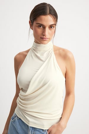 Offwhite Funnel Neck Top