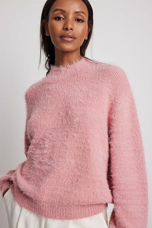 Pink Fuzzy Knitted Sweater