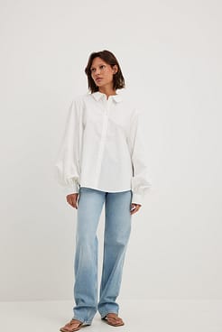 Gathered Back Cotton Shirt Outfit