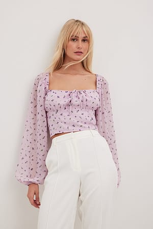 Rose/Flower Szyfonowa bluzka z marszczonymi miseczkami