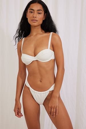 White Gathered Detail Bikini Panty