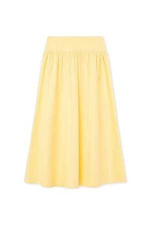Light Yellow Gathered Maxi Cotton Skirt