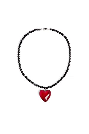 Red Collar de perlas con corazón de cristal