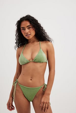Green Bikinitruse med glitter og knytedetaljer