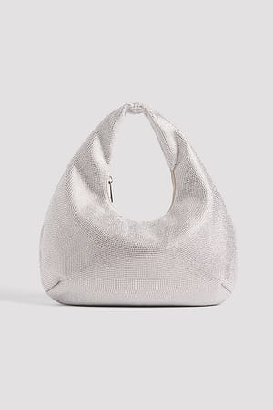 Silver Glitter Glittery Rounded Bag