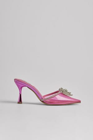 Pink Sapatos de saltos transparentes com brilho