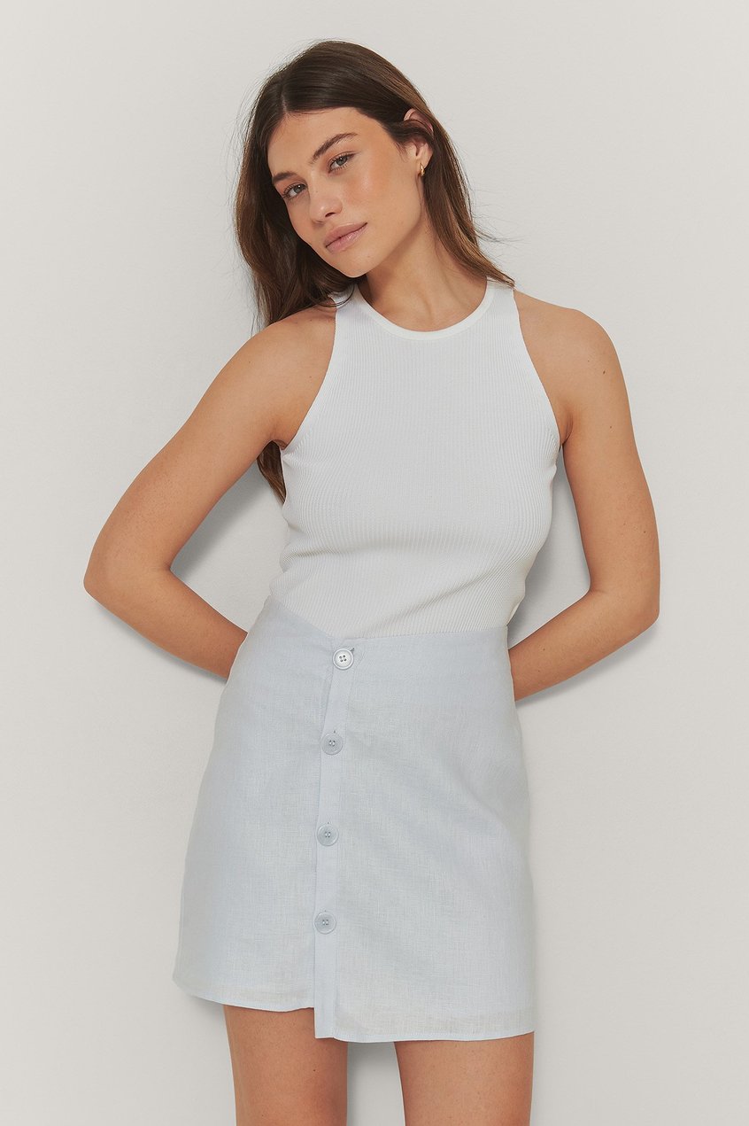 Calidad premium Summer Skirts | Linen Button Detail Skirt - ZP38089