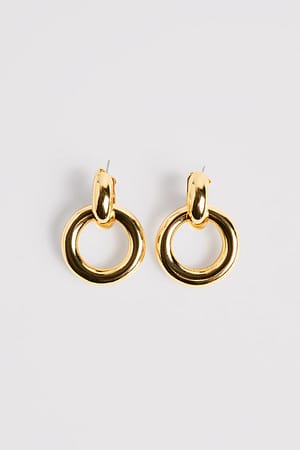 Gold Gold Plated Double Ring Earrings