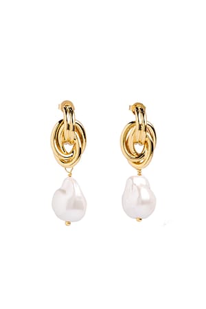 Gold Gold Plated Knot Pearl Earrings