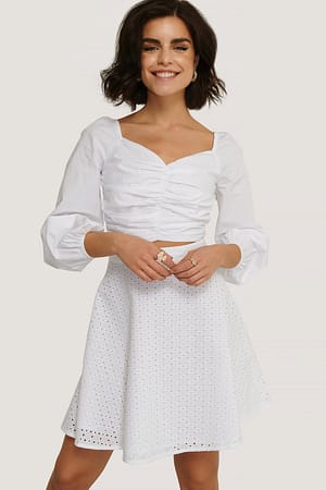 White Trapezowa sukienka Anglaise