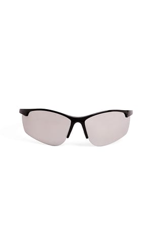 Black Wrap Around-solbriller med halv ramme