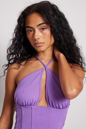 Purple Haut style corset dos nu