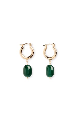 Jade Øreringer med hengende perler