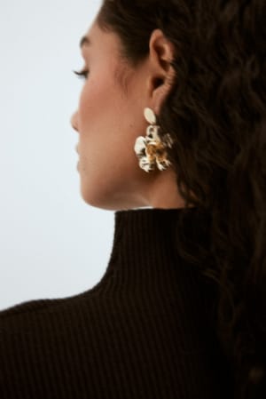 Gold Hanging Flower Earrings