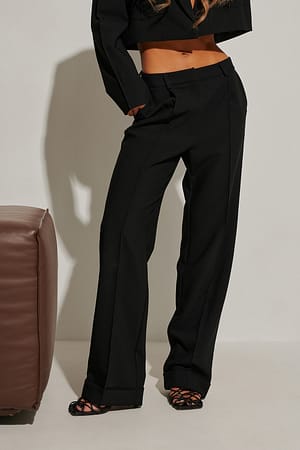 Straight Fold Up Suit Pants Black | NA-KD