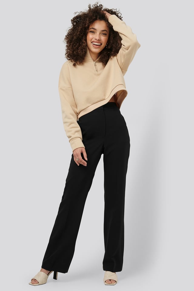 Pleat Flare Leg Pants Black