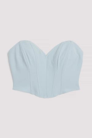 Light Blue Top corsetto con scollo a cuore