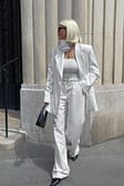 White Zwaar kostuumbroek met hoge taille