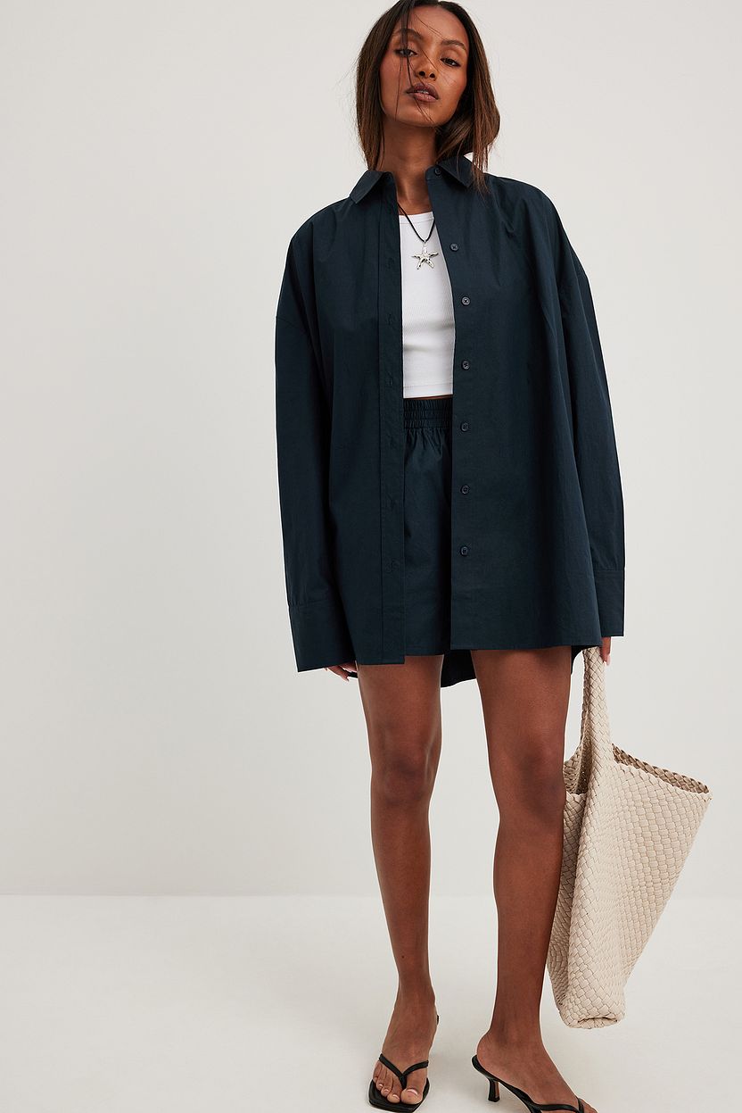 Oversized Long-sleeved Cotton Shirt
