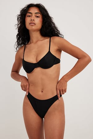 Black Culotte de bikini taille échancrée