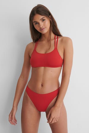 Red Culotte de bikini taille échancrée recyclée