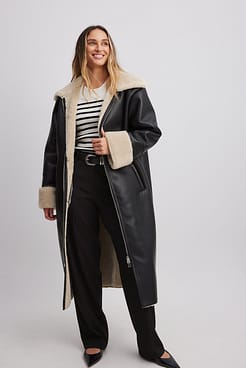 High Neck Bonded Coat Outfit