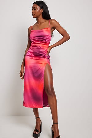 Ombre Print Midi-jurk met hoge split en detail