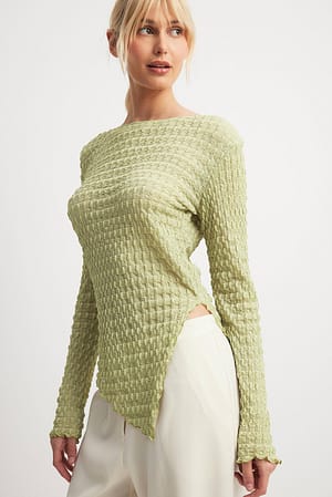 Green High Slit Structured Top