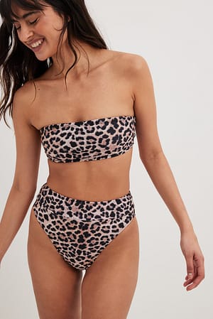 Leopard Slip bikini a vita alta