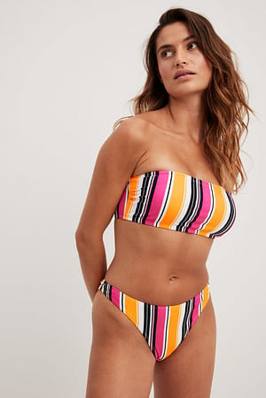 Stripe Print Bikinitrosor med hög midja