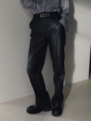 Black Spodnie ze sztucznej skóry z wysokim stanem