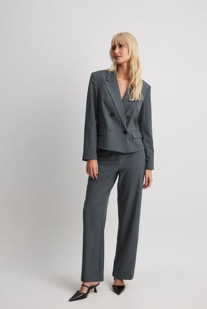 Dark Grey High Waist Regular Suit Pants