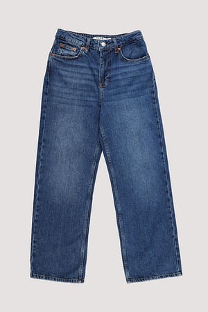 Mid Blue Korte jeans med høyt liv