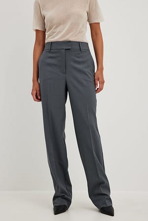 High Waist Straight Leg Suit Pants Grey | NA-KD