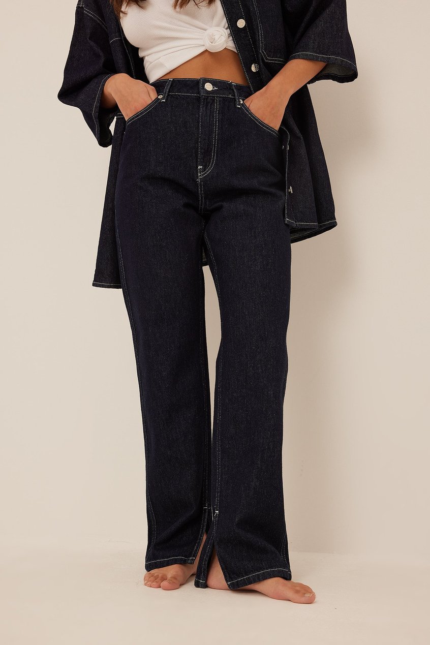 Jeans Reborn Collection | Jeanshose mit Seitenschlitz und hoher Taille - WZ22719