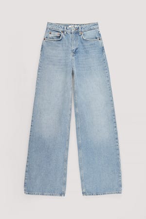 Wide High Waist Jeans Blue | NA-KD