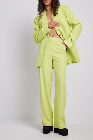 Green Anzughose mit hoher Taille und weitem Bein