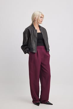 High Waist Deep Pleated Suit Pants Outfit