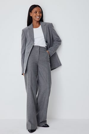 Dark Grey High Waisted Flannel Suit Pants