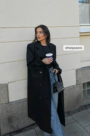 Black Double Breasted Trenchcoat
