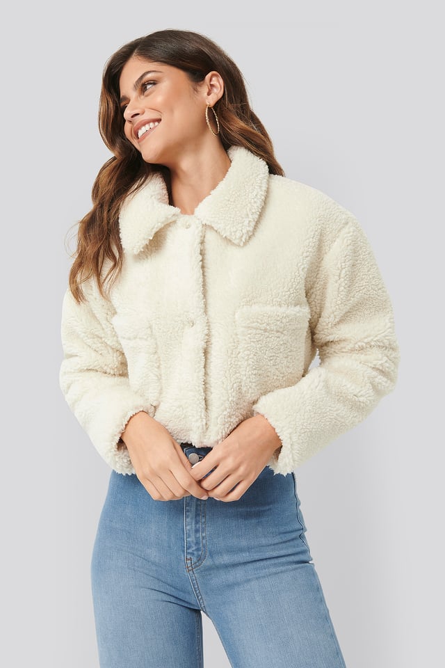 Cropped Teddy Jacket Offwhite