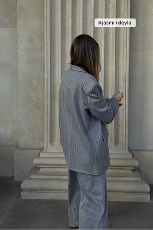 Grey Stripe Blazer i overstørrelse med striber