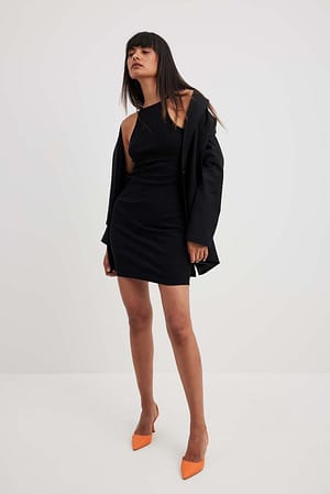 Jersey Halterneck Mini Dress Outfit