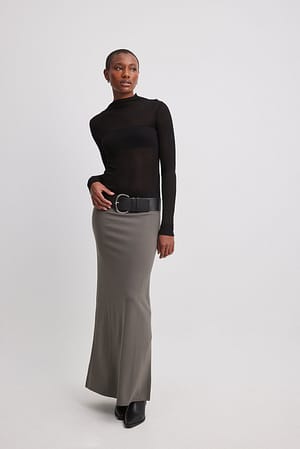 Dark Grey Jersey Low Waist Maxi Skirt