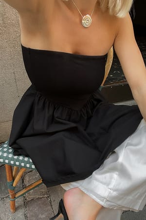 Black Jersey poplin mini-jurk